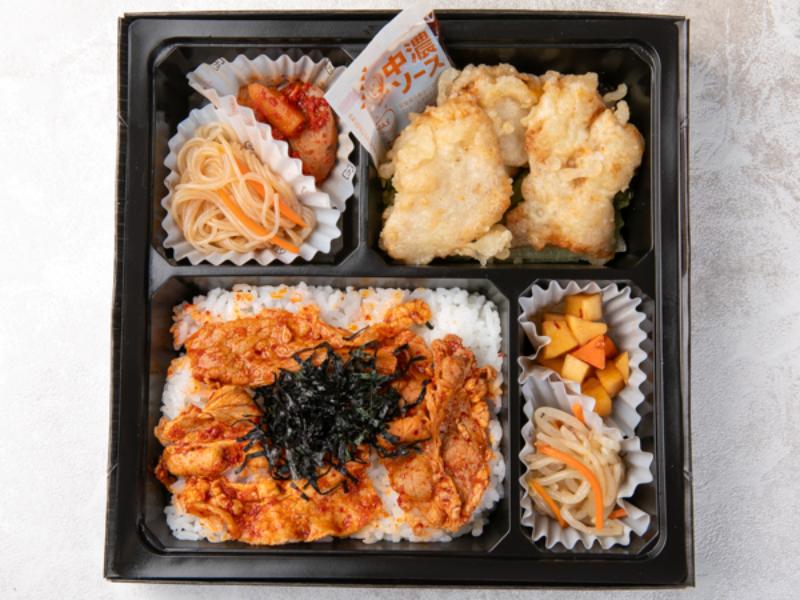 【豪快2品】豚肉の甘辛ダレ＆白身魚フライ