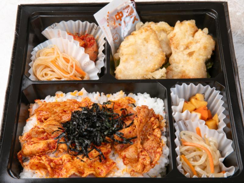 【豪快2品】豚肉の甘辛ダレ＆白身魚フライ