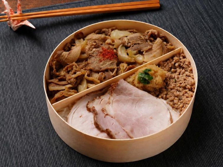薄切り 炭火焼き ローストポーク＆焼肉わっぱ弁当