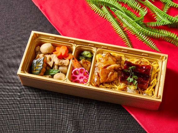 【280mlペット茶付き】若鶏の照り焼きと「うな丼」と筑前煮の【彩り御膳】