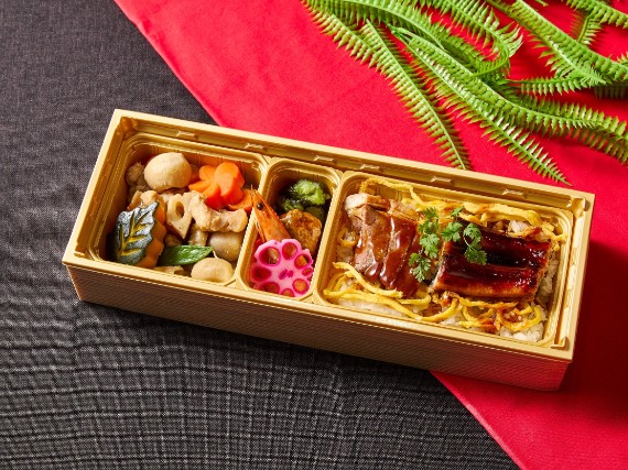 【280mlペット茶付き】特選牛焼肉丼と「うな丼」と筑前煮の【彩り御膳】