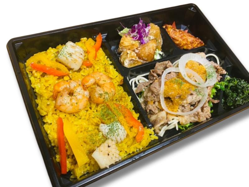 ビーフバタージャポネとパエリア弁当