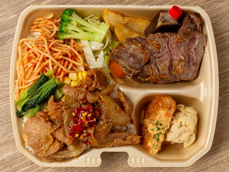 ポークジンジャー×ステーキ弁当