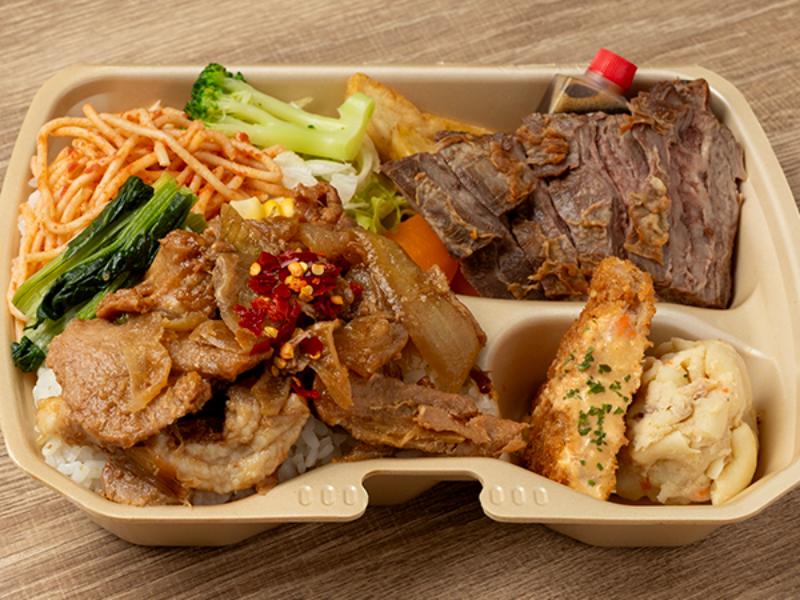 ポークジンジャー×ステーキ弁当
