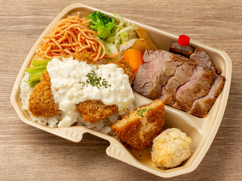 白身魚×ステーキ弁当