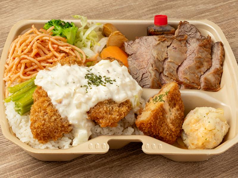 白身魚×ステーキ弁当
