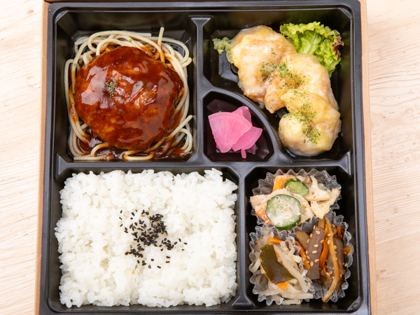 つくねハンバーグキノコあんかけ＆エビマヨおばんざい弁当