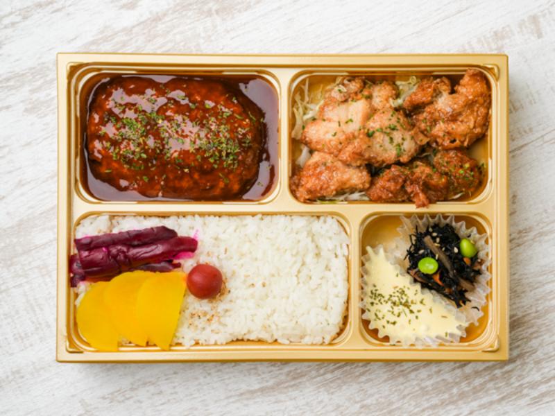 デミグラスハンバーグ（１００％牛）とチキン南蛮
