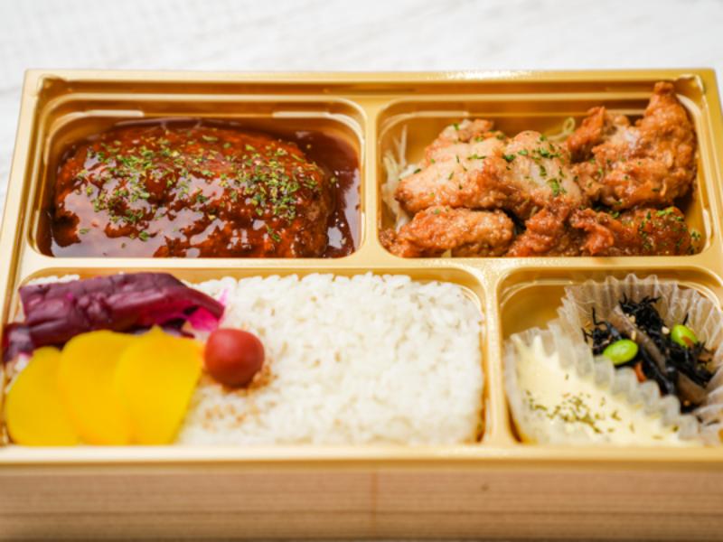 デミグラスハンバーグ（１００％牛）とチキン南蛮