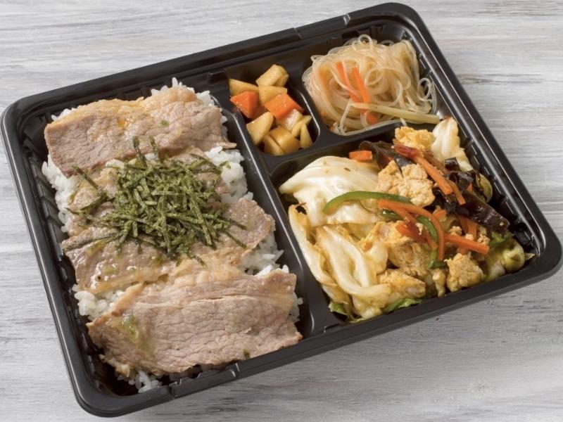 大満足 牛バラ和風ダレ焼肉とキャベツ玉子炒め弁当