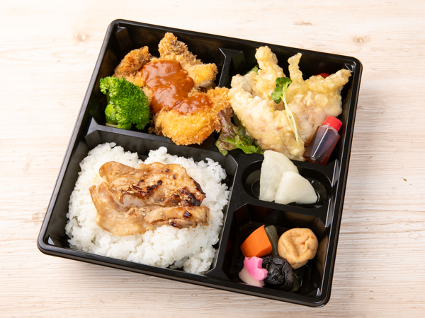 豚ロースとんかつと柔らかとり天の豚バラ照焼き重
