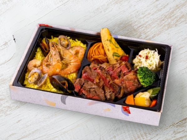 若姫牛ハラミステーキとパエリア弁当