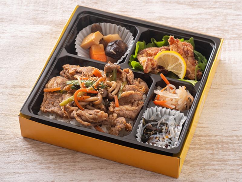 鶏の唐揚げと焼肉のせ弁当