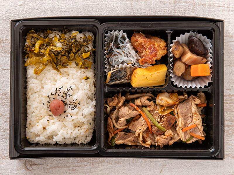 牛焼肉炒めと高菜幕の内弁当