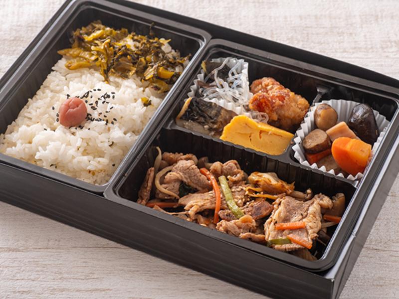 牛焼肉炒めと高菜幕の内弁当