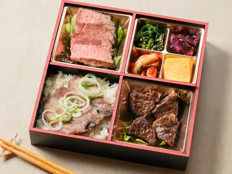 サーロインと牛タン含む3種の肉御膳