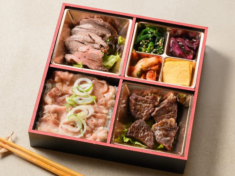 牛カルビと牛ヒレ肉含む3種の肉御膳