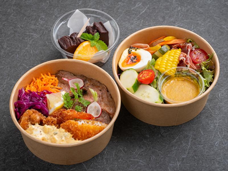 サラダボックス付き彩り２段弁当 テリーヌショコラ付き