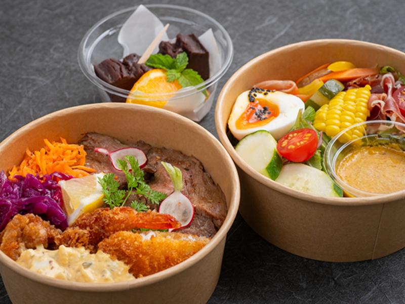 サラダボックス付き彩り２段弁当 テリーヌショコラ付き