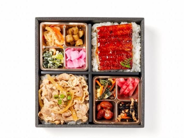 柔らか牛飯と鰻の特選御膳（紙パック茶250ml付）