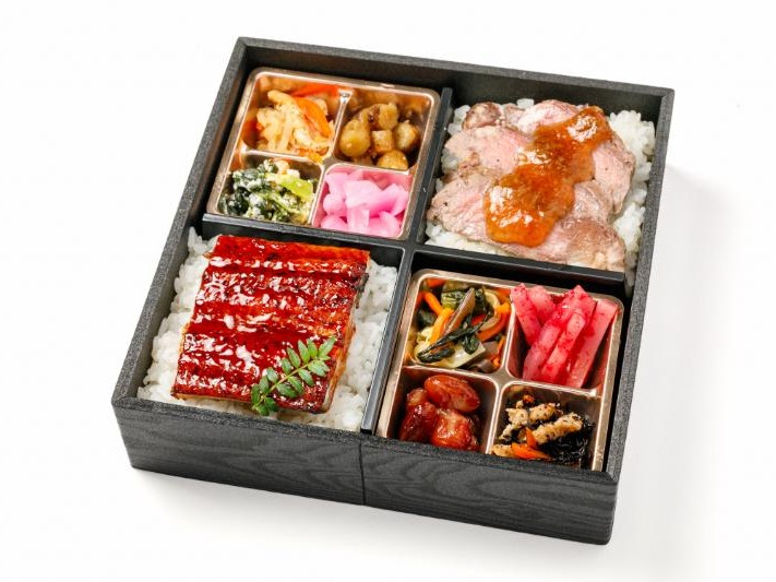 牛ロースステーキと鰻の特選御膳（紙パック茶250ml付）