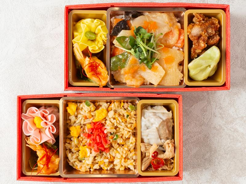 二種のご飯とおかず満載二段弁当