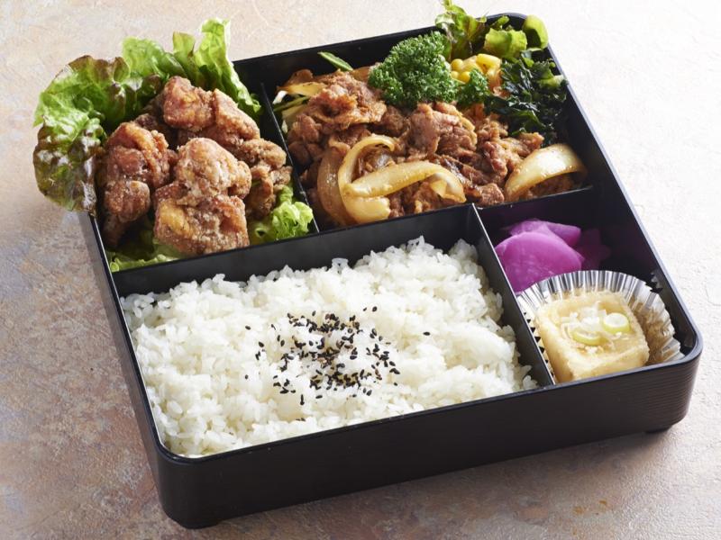 唐揚げと生姜焼肉弁当