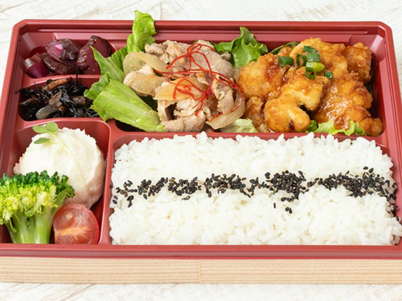 甘辛唐揚げと生姜焼きのコンビ弁当