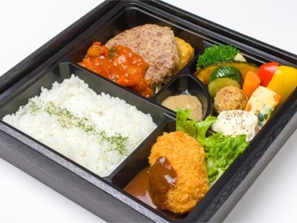 【温まる容器】極やわ和牛ハンバーグ ラタトゥイユソースとカニクリームコロッケ弁当