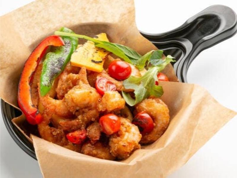 ガーリックシュリンプ＆ナチュラルポテト＆ミニトマト〜焼き野菜添え〜