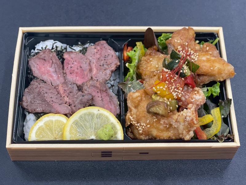 牛サガリステーキ重＆油淋鶏サラダお弁当