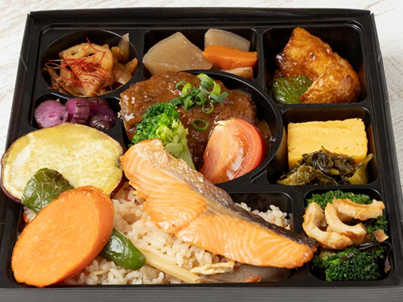 牛和風ハンバーグ×鮭の塩焼き和風ＤＸ弁当