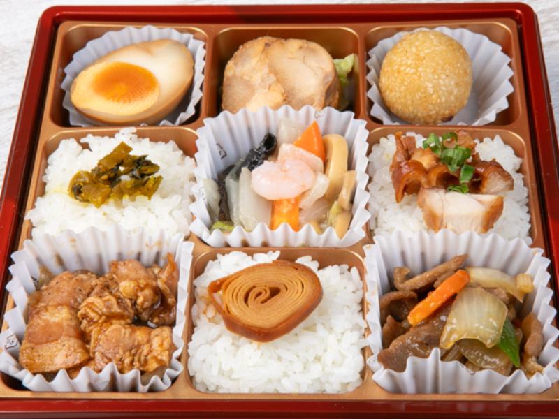 【贅沢9マス】海老野菜炒め・牛肉のオイスターソース炒め・中華風生姜焼き