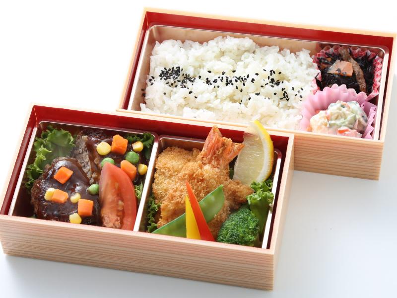 長崎和牛手ごねハンバーグと海老カツ弁当