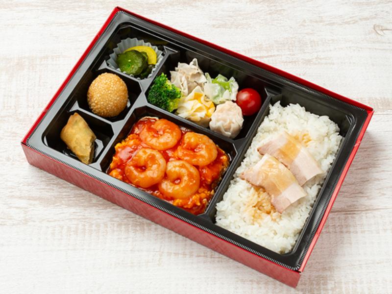 【贅沢！】エビと玉子のチリソース＆焼売ダブル弁当