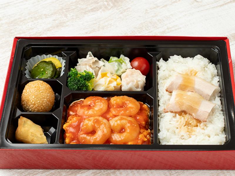 【贅沢！】エビと玉子のチリソース＆焼売ダブル弁当