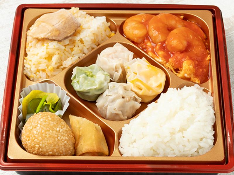 【華やか！】エビと玉子のチリソース＆焼売スクエア弁当