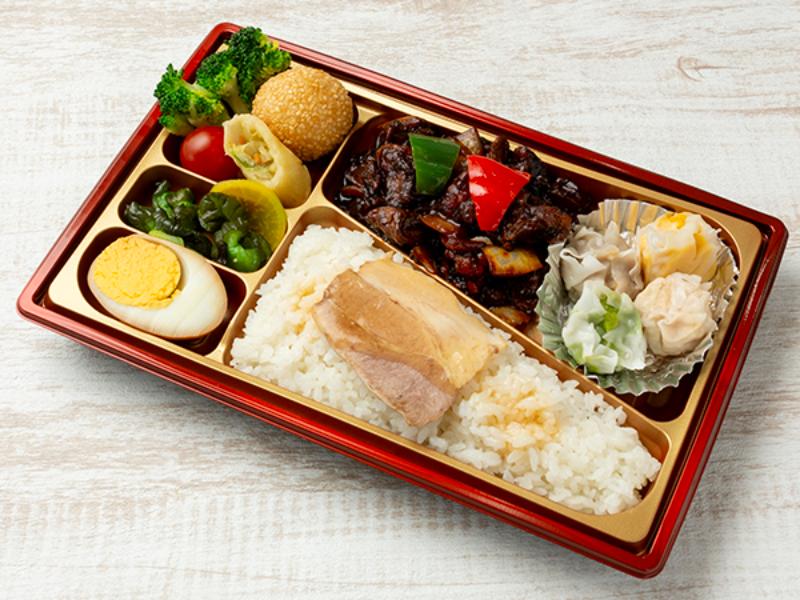 鶏肉黒酢ソース＆焼売弁当