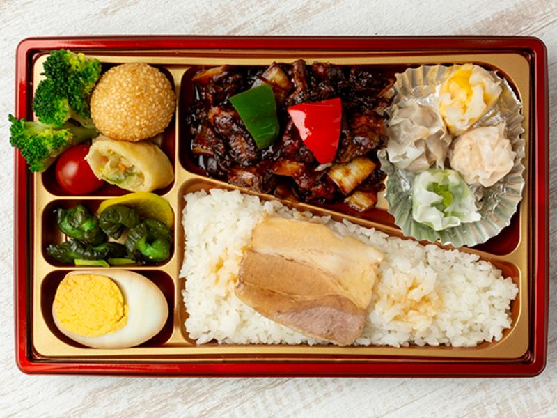 鶏肉黒酢ソース＆焼売弁当
