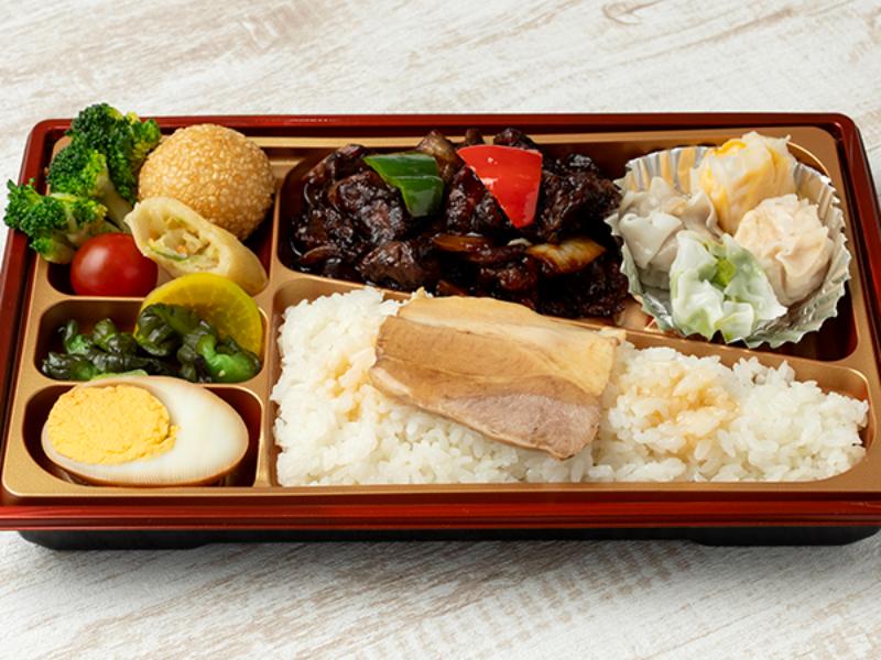 鶏肉黒酢ソース＆焼売弁当