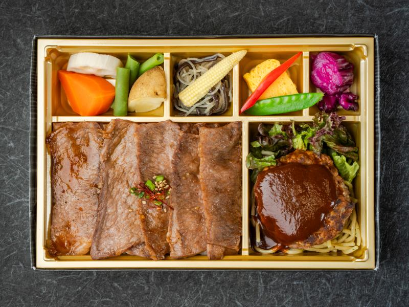 日本3大和牛・神戸ビーフカルビ焼肉と100％牛タンバーグ弁当