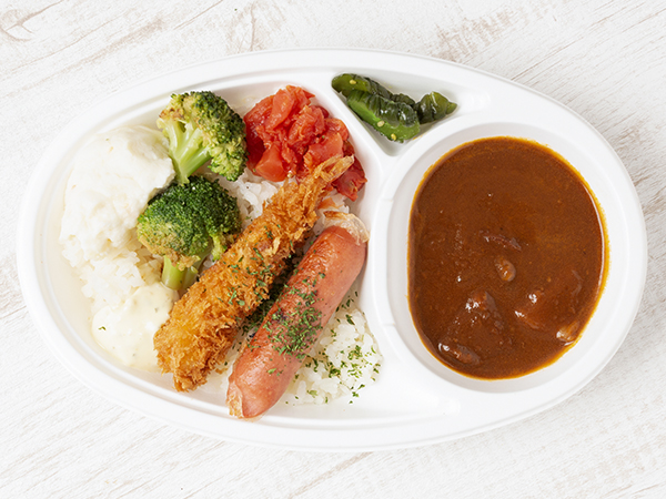 とろとろ牛スジ煮込みハヤシライスとエビフライ