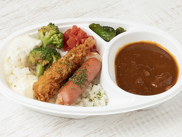 とろとろ牛スジ煮込みハヤシライスとエビフライ