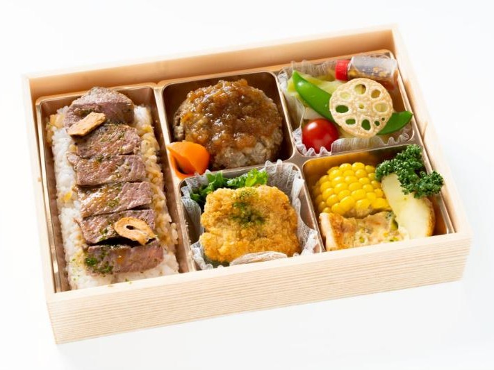 【高級折箱】黒毛和牛Premium Queen’s Beefハンバーグ＆ロース芯ステーキ重の懐石風アソートBOX【5月1日〜納品可】