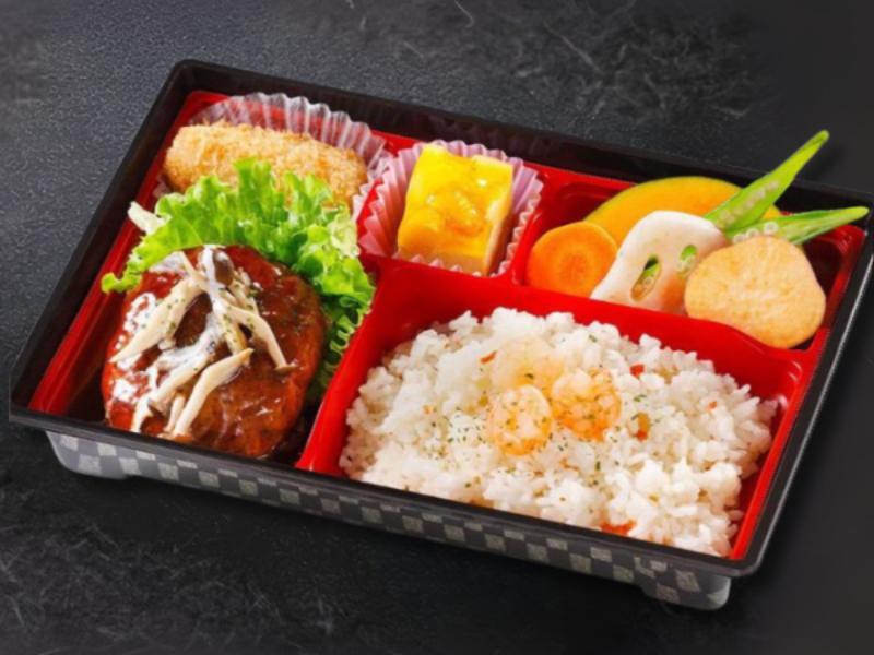 手仕込みデミバーグ＆エビピラフ