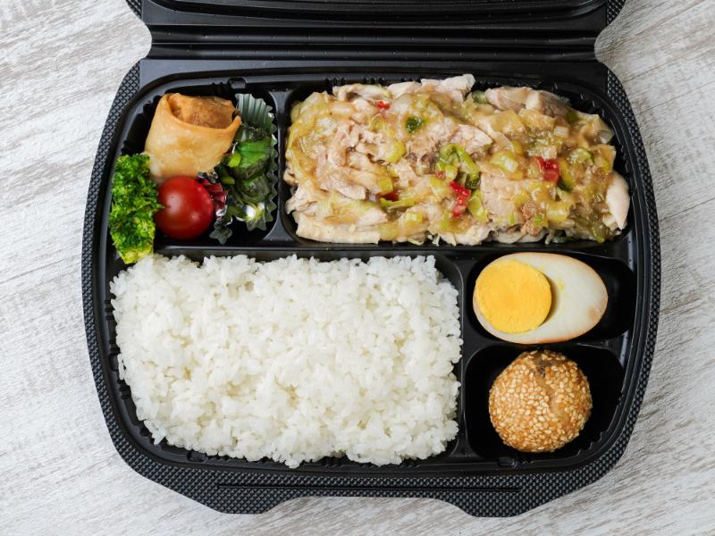 【BOX弁当】蒸し鳥の葱ソース