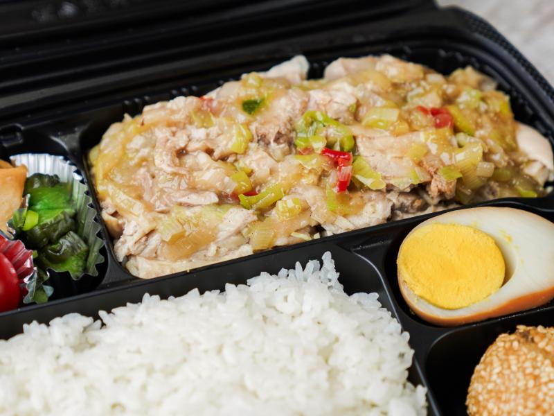 【BOX弁当】蒸し鳥の葱ソース